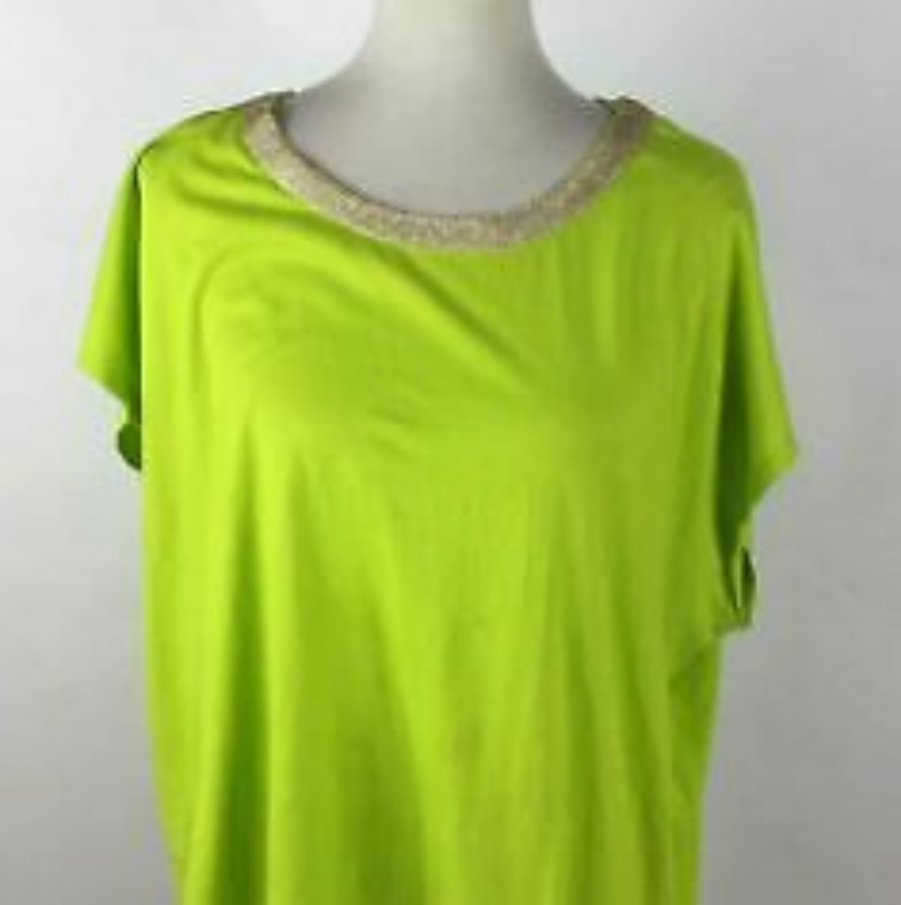 MICHAEL KORS Lime Green Top GOLD NECKLINE